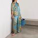 Vintage Floral Print Satin Blouse & Pants Lounge Set – Elegant Two-Piece Outfit For Home & Casual Wear (S/M/L/XL)_ecoleips.com
