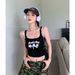 Red Sleeveless Short Camisole Women, Summer Ins Slim-fit Printed Top, Sweet And Cool Style, Suitable For Layering Or_ecoleips.com