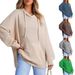 Women's Autumn Winter Hoodie Waffle Knit Side Slit Pullover Sweatshirt Long Sleeve with Pockets Fashionable Casual Top for Women_ecoleips.com