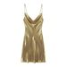 Foreign Trade Women's Clothing, New Spring Style, European And American Fashion, Elegant Low-neck, Backless, Metallic_ecoleips.com