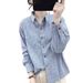 2026 Pre-Spring Fashion Striped Long-Sleeved Shirt Design Is Loose And Foreign Casual Wear Shirt Top For Women_ecoleips.com
