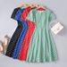 2023 Summer New Short-Sleeve Round Neck Slim-Fit Knee-Length European And American Retro Polka Dot Floral Dress_ecoleips.com