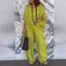 Women's Clothing Casual V Neck Loose Pocket Sleeve Cotton And Linen Suit_ecoleips.com