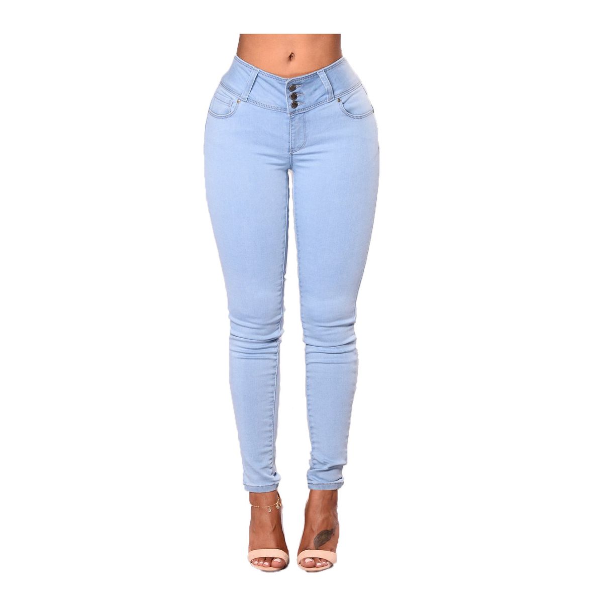 Women's Clothing High Waist Skinny Jeans - French Style Stretch Denim Pants For Slim Fit & Lifting Buttocks (Available In Blue Black, Dark Blue)_ecoleips.com