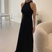 Women's Clothing Elegant Style Hepburn Evening Gown Halter Neck Backless Design Small Fishtail Train For Birthday Parties Ceremonies Emcees Party Wear_ecoleips.com