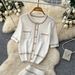 Women's Clothing Knitted Cardigan And Skirt Set French Style Summer Two-Piece Mid-Calf A-Line Elegant Casual_ecoleips.com