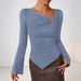 Women's Asymmetrical Neck T-Shirt Slim Fit Top Autumn Winter New Style Clothing_ecoleips.com