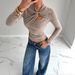 European And American Soft Asymmetric Draped Hollow Metal Buckle Decorated Long Sleeve T-Shirt Base Shirt For_ecoleips.com