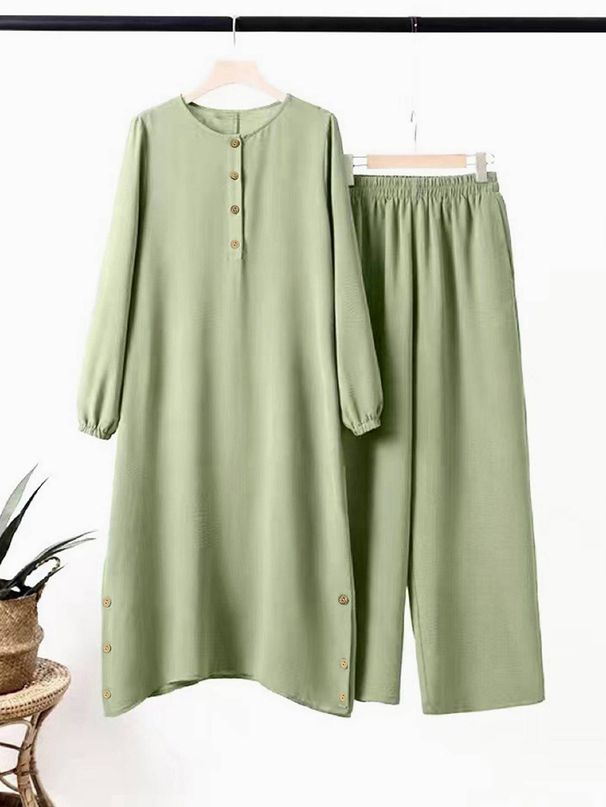 Muslim Abaya Suit Elegant Women Matching Sets Fashion Long Shirt Tops & Wide Leg Pants Ramadan Outfits Urban Tracksuits_ecoleips.com