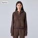 Women's Clothing Warm Plus Velvet Sports Sweater Hooded Half Zip Loose Yoga Clothes Fitness Sports Jacket_ecoleips.com