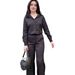 Women's Clothing Slim Fit Patterned Pant Set Fashionable Black Shirt Spring Clothing_ecoleips.com