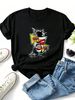Women Pop Art Lips Cigar Collage Graphic T Shirt Retro Comic WOW Letter Print Splash Ink Crew Neck Short Sleeve Streetwear Summer Tee_ecoleips.com
