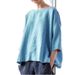 Bohemian Linen Blend Oversized Top – Round Neck 3/4 Sleeve Tunic For Women (5 Earthy Colors) Breathable Hybrid Fabric_ecoleips.com