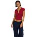 Women's Clothing POLO Collar Button Short Sleeve Women's Top Versatile Spring Summer Tight Sports Waist European American Style_ecoleips.com