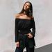 2025 Hot-Selling New Women's Y2K T-Shirt, Off-Shoulder Long-Sleeve Top, Summer High-End Pleated Pure Desire Base Shirt_ecoleips.com