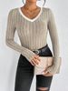 Women's Slim Sexy Knit Long Sleeve Top Women's V-Neck Neck Edge Clash Top New Autumn And Winter Women's Casual Pullover_ecoleips.com