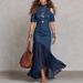 Women's Clothing Elegant Off-Shoulder Style Dress Short Sleeve Mesh Hem Women's Spring/Summer For Formal & Casual_ecoleips.com