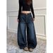 Blue Women's Retro Y2K 2000s Wide Leg Baggy Casual Denim Trouser High Waist Loose Jeans 2024 Autumn Harajuku Full Length Pants_ecoleips.com