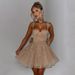 Women's Clothing New Sexy Trend Mesh Splicing Short Skirt One Shoulder Tube Top Backless Dress_ecoleips.com