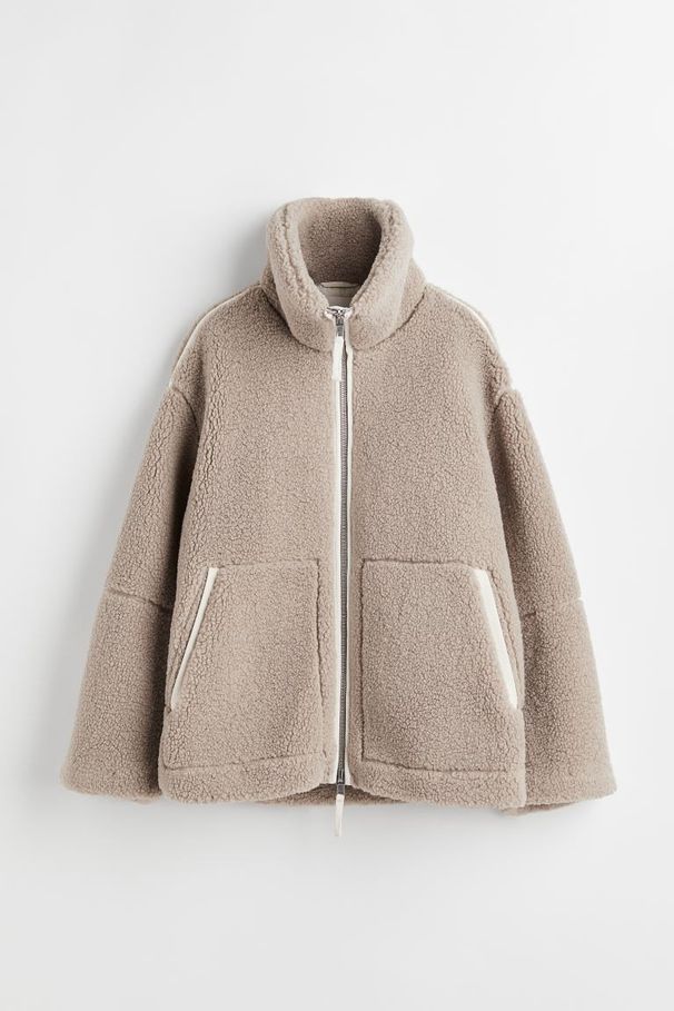 Women's Fleece Jacket With Zip Front, Cozy Sherpa Lining, Long Sleeve, Loose Fit, Warm Winter Outerwear For Casual & Commute_ecoleips.com