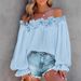 Women's Clothing Hot Sale New Elegant Style Casual Off Shoulder Long Sleeved Tops Lotus Leaf Sleeves Shirt Loose Plus Size Women's Clothing_ecoleips.com