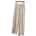 Suitable For All Seasons Summer Ice French Tencel Linen Elastic High Waist Tapered Banana Scythe Long Pants For Women_ecoleips.com