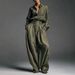 Unisex Oversized Shirt & Pants Set – 90s Vintage Workwear Style (S-XL, Army Green)_ecoleips.com