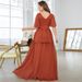 Women's Mid Sleeve Casual Elegant Summer V Neck Sweetheart Evening Dress _ecoleips.com
