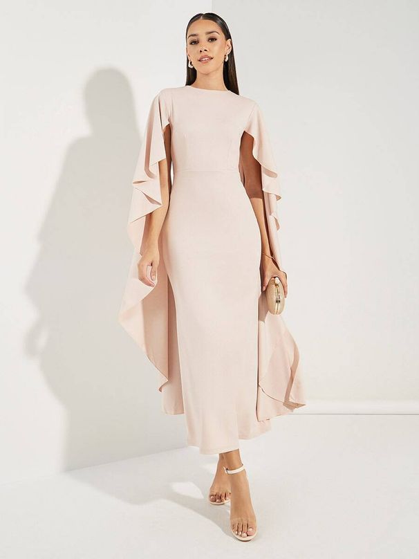 Women's Clothing Large Swing Sleeves Women's Clothing Splicing Sexy Slim Evening Dress Dress_ecoleips.com