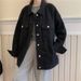 "Unisex Oversized Denim Jacket – Vintage Black Washed Couple's Streetwear Coat, Lightweight Spring Outerwear"_ecoleips.com
