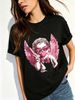 Women Vintage Pink Angel Cupid Graphic T Shirt Heart Sunglasses Bubble Bow Print Crew Neck Short Sleeve Coquette Y2K Summer Tee_ecoleips.com