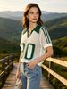 Mesh Ribbed Knit Tee, Lightweight Breathable Top_ecoleips.com