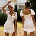 Women's Fashion Bodycon Skirt Dress V Neck Short Pleated Detail Style Sexy Clothing_ecoleips.com