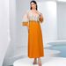 Ba5138 Orange Double-Tone Elegant A-Line Skirt Banquet Long Dress For Women_ecoleips.com