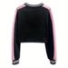 Women's American Style Sportswear Jersey V Neck Cropped Sweatshirt Digital Print Loose Fitting Long Sleeves Sexy Street Style Versatile Unique_ecoleips.com