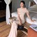 American Style Spicy Girl Off-Shoulder Sleeveless Vest Slim Fit Top Summer Tall Slimming Flared Pants Fashion Two-Piece_ecoleips.com