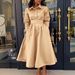 Women’s Clothing autumn new style large swing solid color lapel long sleeve A line skirt African dress_ecoleips.com