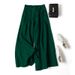 Summer Women's Culottes Cotton Linen Cropped Wide Leg Pants Elastic Waist Casual Palazzo Trousers With Pockets_ecoleips.com