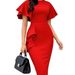 Women's Retro Style Solid Color round Neck Ribbon Detail Bodycon Dress Spring Summer Hot Selling Casual Elegant Women's Dress_ecoleips.com