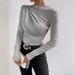 Ladies Long Sleeved T-Shirt Slim Fit Bottoming Shirt Half Turtleneck European American Style Solid Color Versatile Pleated Design Top_ecoleips.com