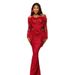 Women's Mesh Long Sleeve Off-Shoulder Top With Bodycon Skirt Set, Elegant Sexy Two-Piece Outfit For Evening Party_ecoleips.com