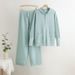 Autumn And Winter New Hooded Knitted Cardigan Jacket Wide Leg Pants Two Piece Temperament Suit For Women_ecoleips.com