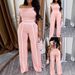 Women's Clothing Fashion Elegant Oblique Shoulder Short Sleeve Slim Straight Trousers Casual Solid Color Suit_ecoleips.com