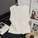 Women's Clothing fashion waist short vest jacket in summer high end temperament V neck white suit vest_ecoleips.com
