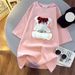 Women's Clothing High End Bear Niche Design Heavy Duty Short Sleeved T Shirt For Women 2024 Summer New Style Hot Diamond Top Trend_ecoleips.com