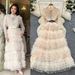 Women's Clothing Luxury French-Style Tulle Ball Gown – Embroidered Sequins & Beads, High Waist Elegant Long Dress (Beige/White/Black, M/L/XL/XXL)_ecoleips.com