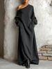 Women's Elegant French Style Dress Solid Color Textured Long Sleeve Spring Autumn New_ecoleips.com