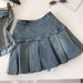Retro Denim Strapless Vest And Pleated Skirt Two-Piece Set For Women Slim Fit Summer Outfit Youthful And Flattering_ecoleips.com