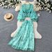 Women's Clothing Floral Print Two Piece Set French Romantic V Neck High Waist Mesh Skirt Autumn Clothing Waist Cinching_ecoleips.com