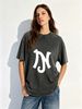 Ladies Baggy Streetwear Tee, Retro Faded Washed Summer Basic Wear_ecoleips.com